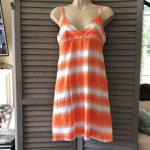 Roxy cotton dress orange stripe midi great condition adjustable straps sz Med